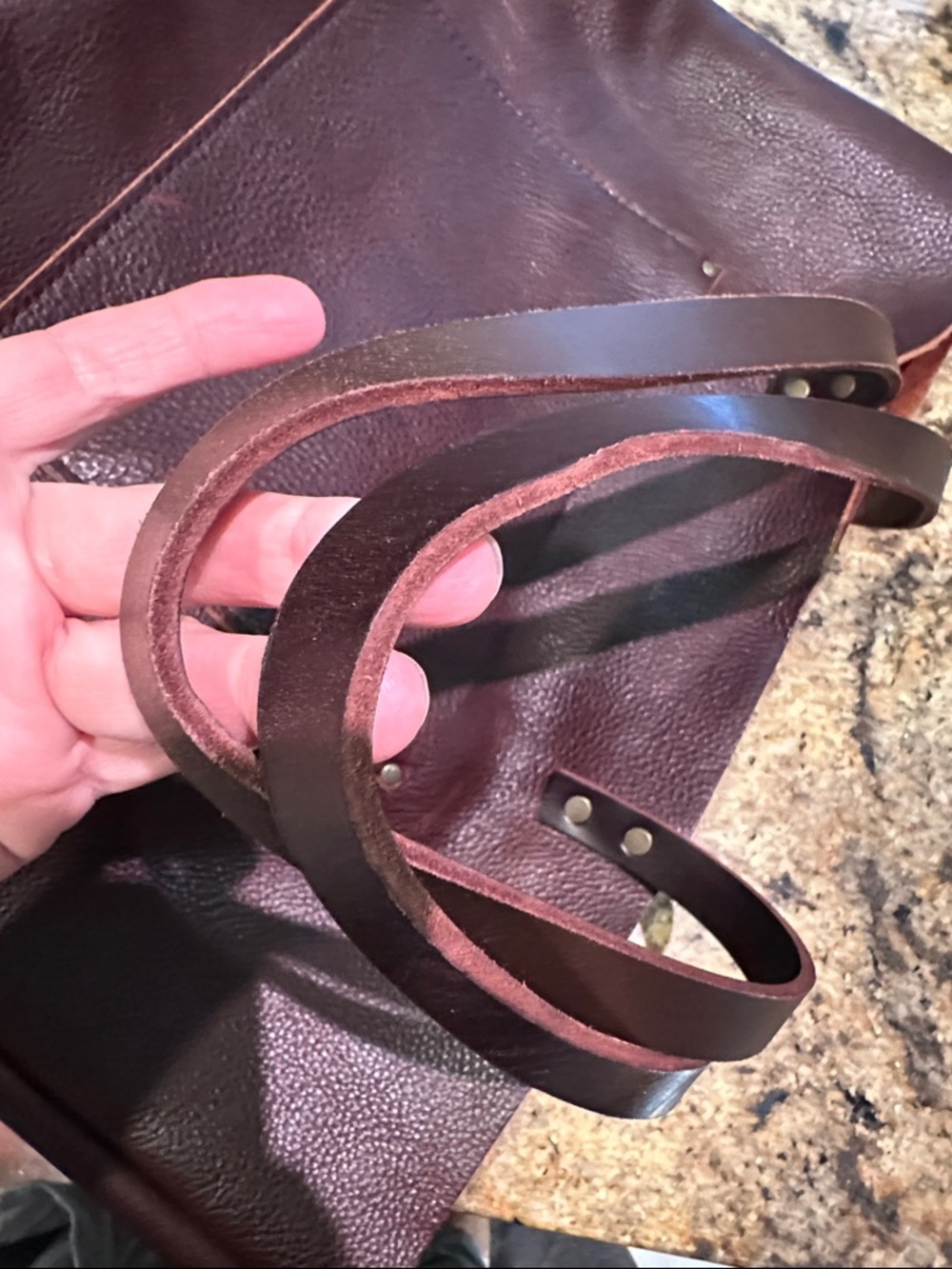 Portland Leather Goods extra large tote, cold brew - Dark brown. - Picture 6 of 6